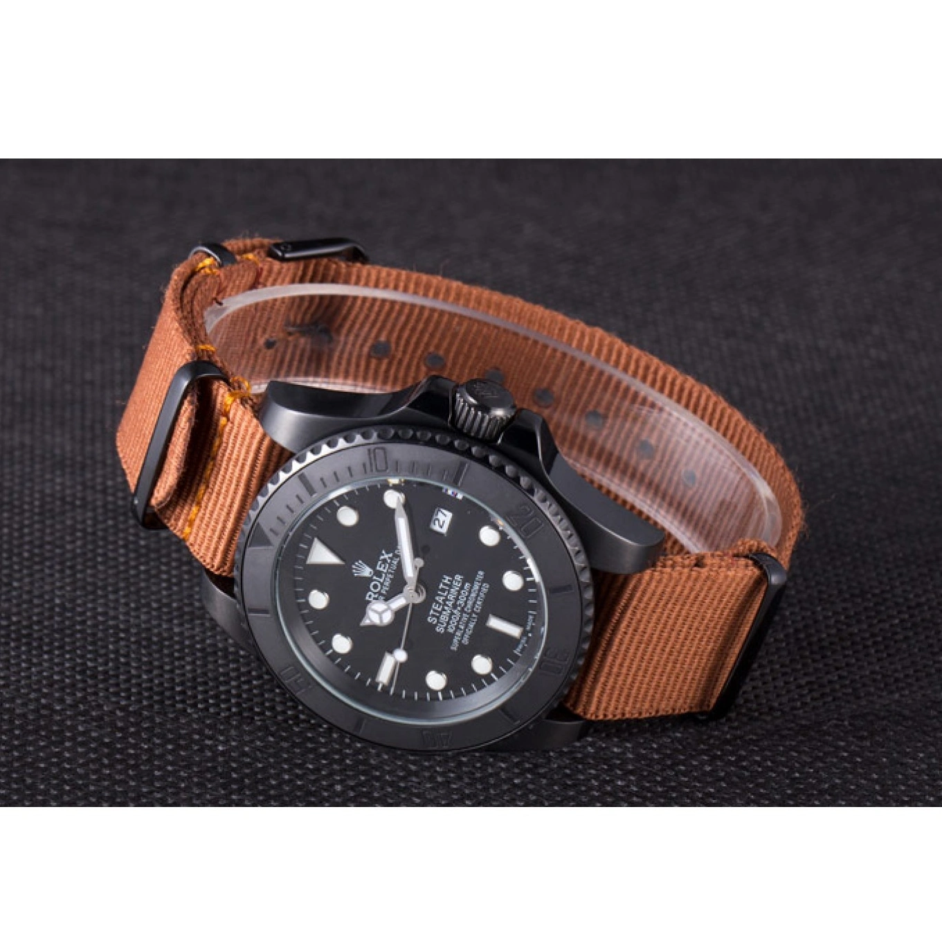 MiroTime 1013 Rolex Submariner STEALTH MK IV Brown Fabric Band rl426 621388
